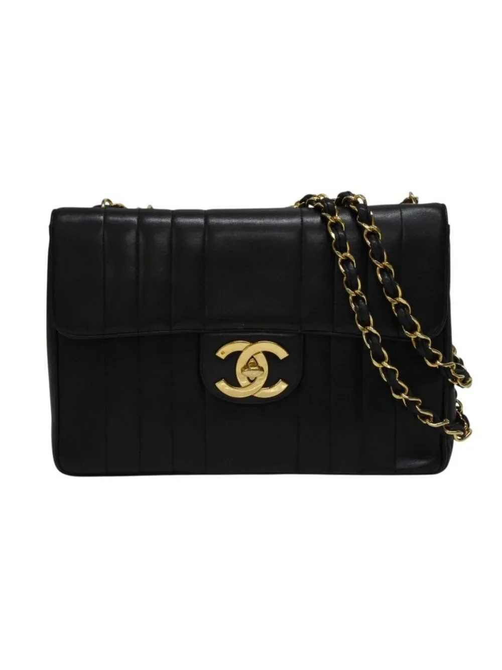 Chanel Mademoiselle S Flap Chain Shoulder Bag CC Logo Lambskin Gold